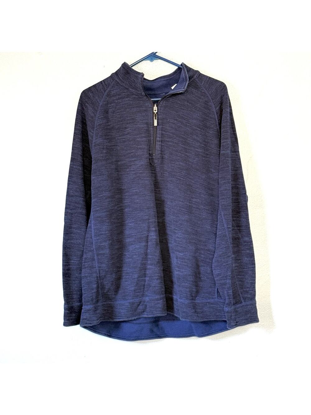 Tommy Bahama Jeans Pullover Sweater Mens XL 1/4 Zip Solid Blue Long Sleeve